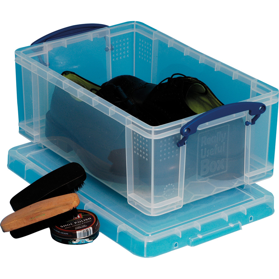 Really Useful Box Aufbewahrungsbox transparent mit Deckel und Klappgriffen 9 l B: 39 cm, H: 15,5 cm, T: 25,5 cm - Bild 1