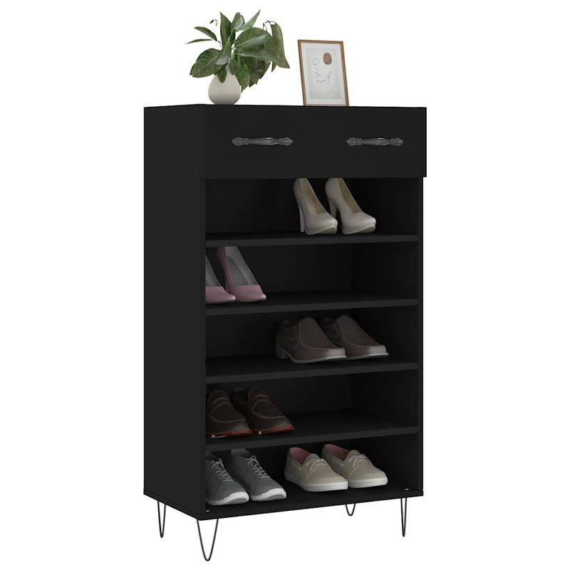 Vidaxl Schuhschrank in Schwarz im Industrial Design aus Holzwerkstoff und Metall, B/T/H: 60 x 35 x 105 cm - Bild 2