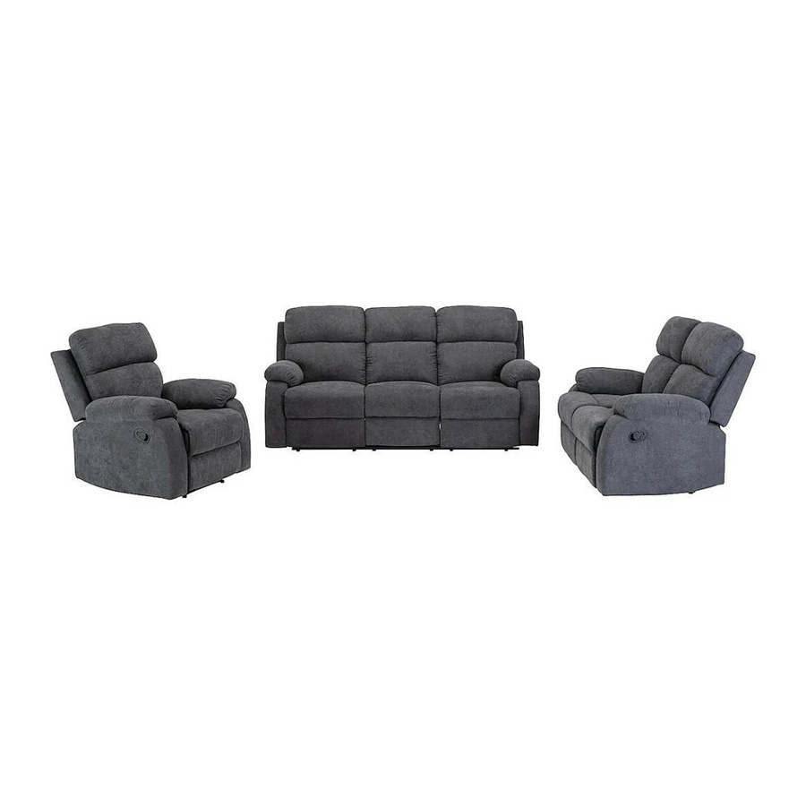 Couchgarnitur Tolzano von Vente-unique mit Sessel in Anthrazitgrau, Stoff, B/T/H: 201 x 146 x 91 cm - Bild 2