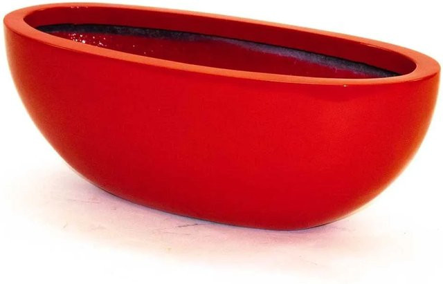 Pflanzkübel Elegant Einrichten aus Fiberglas in Ovaler Form, Farbe Rot Hochglanz, B: 51 cm, T: 23 cm, H: 18 cm - Bild 1