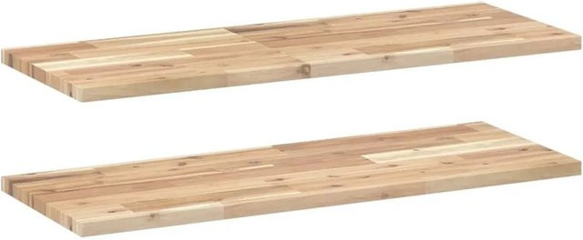 vidaXL Schweberegale Set aus Massivholz Akazie, 2 Stück, Unbehandelt, Braun, B: 100 cm, T: 30 cm, H: 2 cm - Bild 1