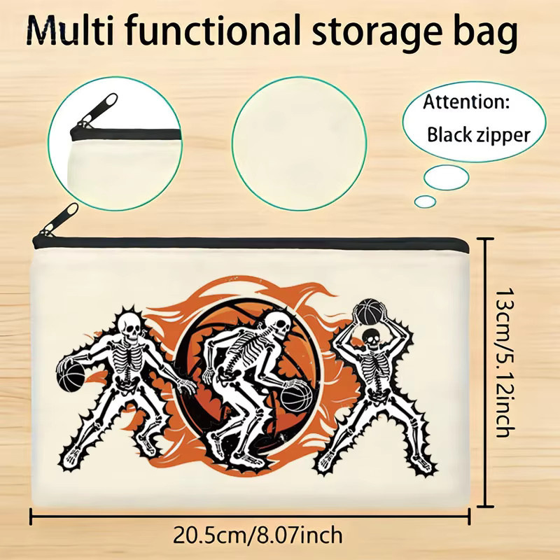 Basketball Canvas Tasche in Weiß als praktische Etui für Schreibwaren und kleine Gegenstände - Bild 2