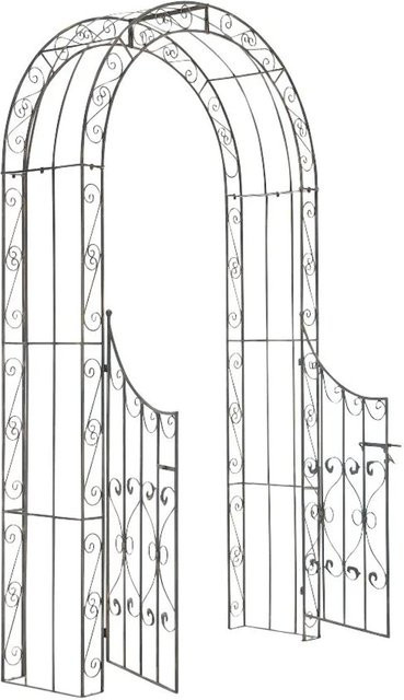 DELUKE Rosenbogen WEIMAR mit Tor aus Metall in Bronze, Rankhilfe für den Garten, B/T/H: 135 x 41,5 x 245 cm - Bild 1