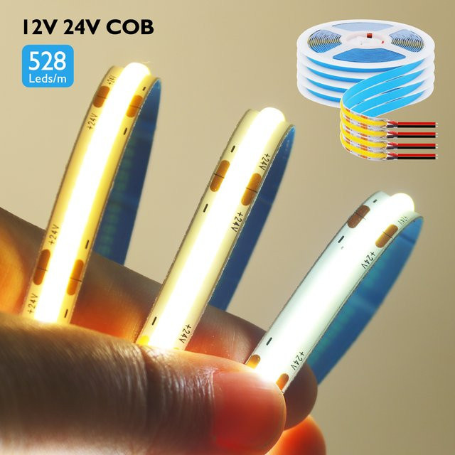 XUNATA COB LED Strip mit 528 LEDs/m, flexibles CCT LED Tape Light in Weiß, 12V Linear Light für den Innenbereich - Bild 1