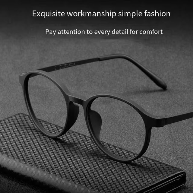 ISENGHUO Lesebrille, Runde Fassung, Vollrand, TR90, Schwarz, Unisex - Bild 1