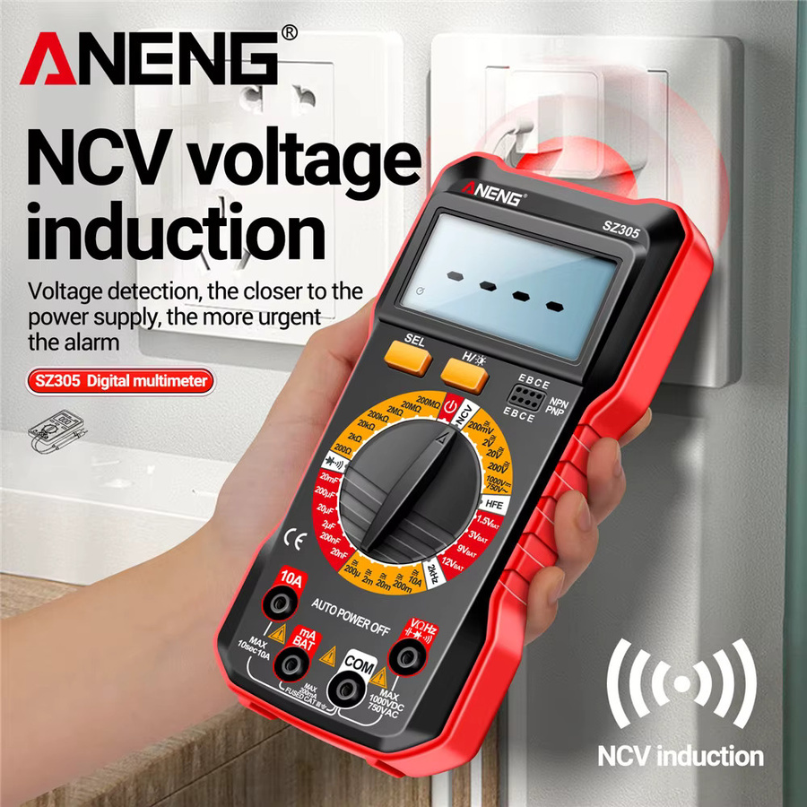 ANENG SZ305 Digital Multimeter in Schwarz: Professioneller AC/DC Spannungs-Ammeter mit NCV Spannungsinduktion für Kondensator, hFE und Triode - Bild 3