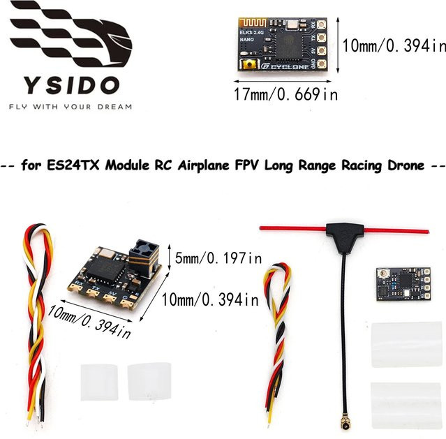 YSIDO ELRS Nano Mini ExpressLRS Empfänger 2400 RX, mit T-Antenne, schwarz - Bild 1