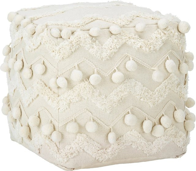 Zandiara Pouf POMPOM in Beige, B/T/H: 45 x 45 x 45 cm - Bild 1