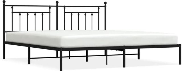 vidaXL Bettgestell aus Metall mit Kopfteil in Schwarz, klassisches Design, B/T: 200 x 200 cm - Bild 1
