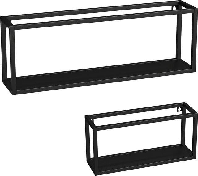 HOMCOM 2er-Set Wandregal aus Stahl in Schwarz, modernes Schweberegal für Küche, Wohnzimmer und Arbeitszimmer - Bild 1