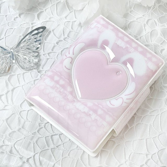 Pink Love Bow Kartenalbum in Pink, Mini-PVC-Fotokartenbinder mit 16 Innenseiten, Sammelkartenalbum und Postkartenbuch, Breite: 7,6 cm - Bild 1