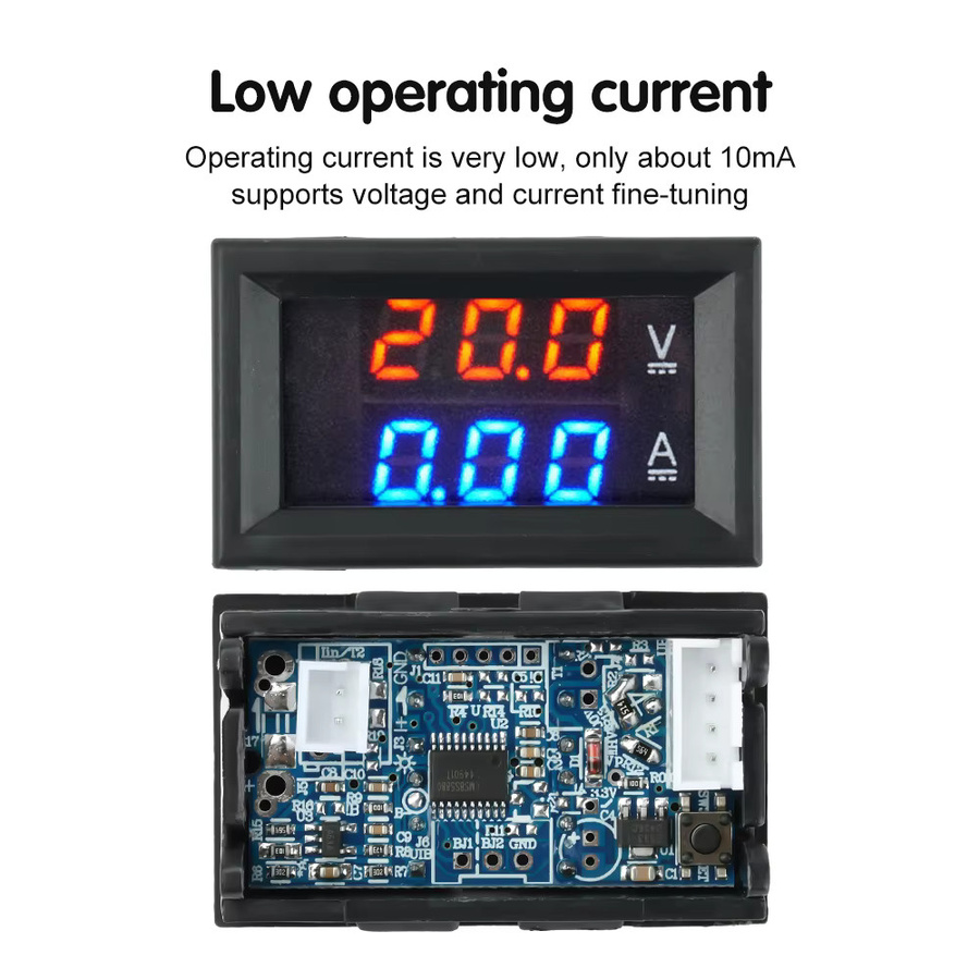 Aideepen Digitales LED Voltmeter und Amperemeter DC 0-300V in Schwarz zur Messung von Spannung und Strom für Auto und Motorrad H28UI5 - Bild 2