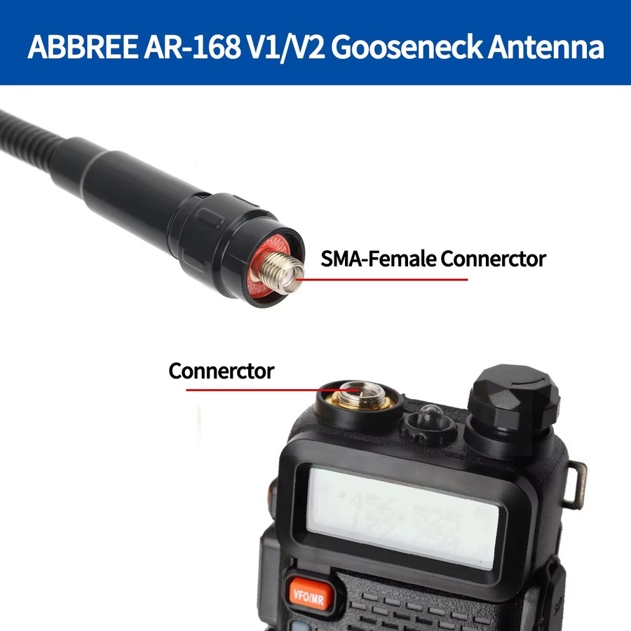 ABBREE Schwanenhals Taktische Antenne AR-168 VHF UHF mit SMA-Buchse in Schwarz für BAOFENG UV-5R 5RH 13 17 21 PRO QUANSHEGN UV K5 Plus - Bild 4