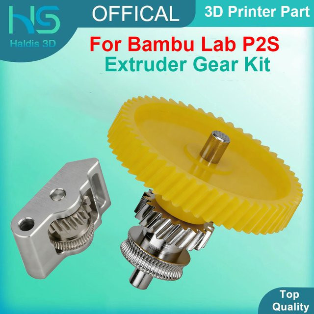 Bambu Lab P2S Extruder-Getriebesatz aus vernickeltem gehärtetem Stahl in Silber - Bild 1