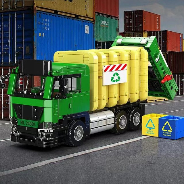 barweer Müllwagen-Bausteine, Transportfahrzeug, 646 Stück - Bild 1