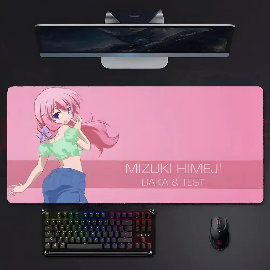Anime-Komödie B-Baka to Test to Shoukanjuu Gaming-Mauspad mit LockEdge in Schwarz als große PC-Tischunterlage - Bild 3
