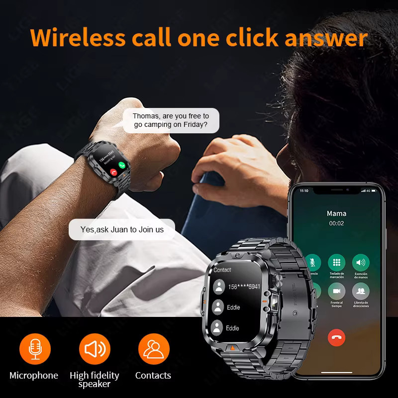 LIGE Smartwatch, Edelstahl, Schwarz, Herren - Bild 2