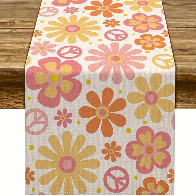 VIKAMA Tischläufer mit floralem Muster in Beige, wasserabweisend und pflegeleicht, B/H: 33 x 230 cm - Bild 1