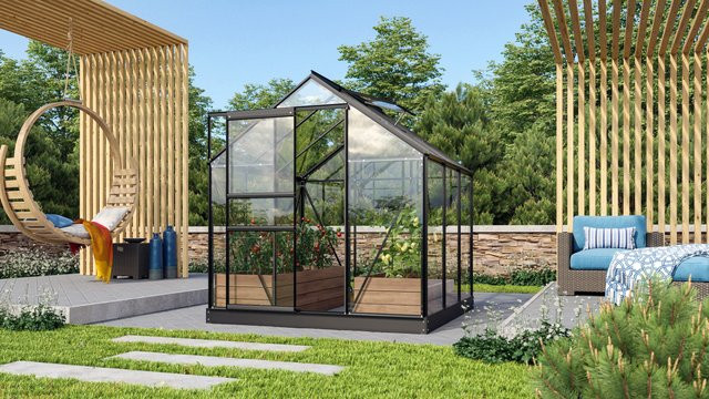 Vitavia Gewächshaus Venus 3800 Schwarz 3,8 m² mit 3 mm ESG-Glas - Bild 1