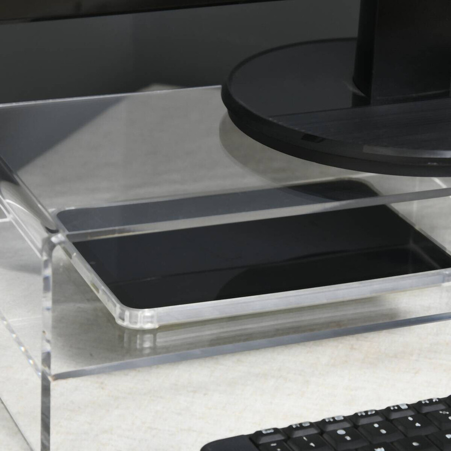 HOMCOM Monitorständer aus Acryl in transparent mit Staufach für bis zu 24 Zoll, B: 50,8 cm, T: 19,0 cm, H: 12,0 cm - Bild 2