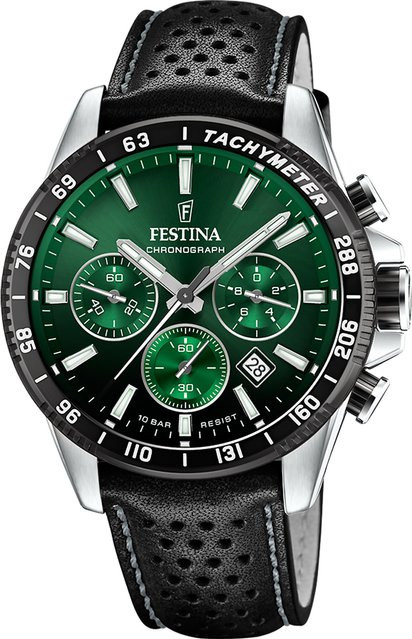 Festina Chronograph, Quarz, Edelstahl, Leder, 45 mm, Herren - Bild 1