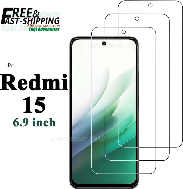 Xiaomi Displayschutzfolie aus gehärtetem Glas für Redmi 15 (4G/5G), transparent, HD 9H, kratzfest - Bild 1