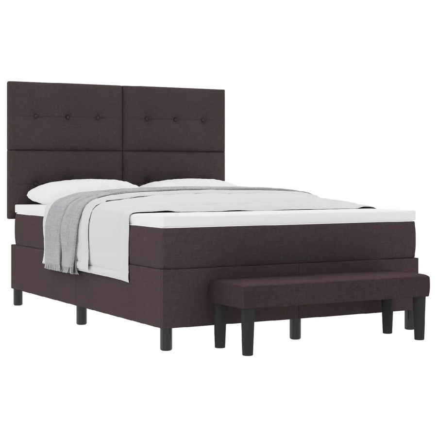 vidaXL Boxspringbett Dunkelbraun mit Matratze und Kopfteil aus Stoff, B/T/H: 160 x 200 x 280 cm - Bild 2