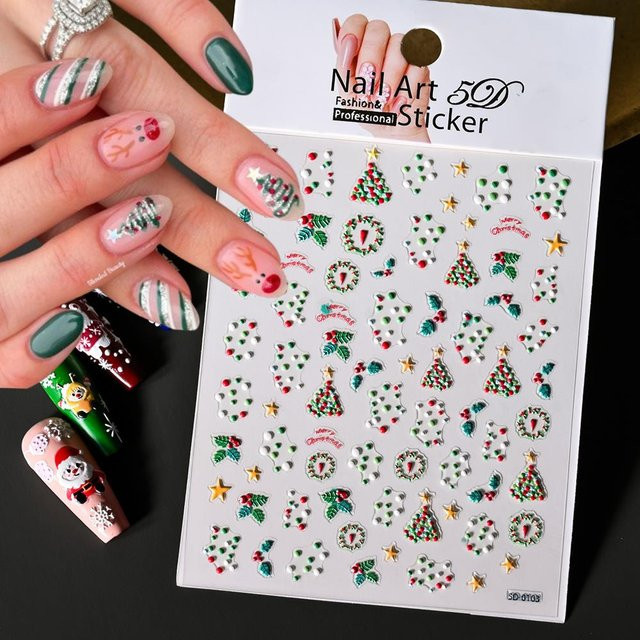 MAFANAILS Nagelaufkleber Weihnachten, Rot & Grün, Glänzend - Bild 1