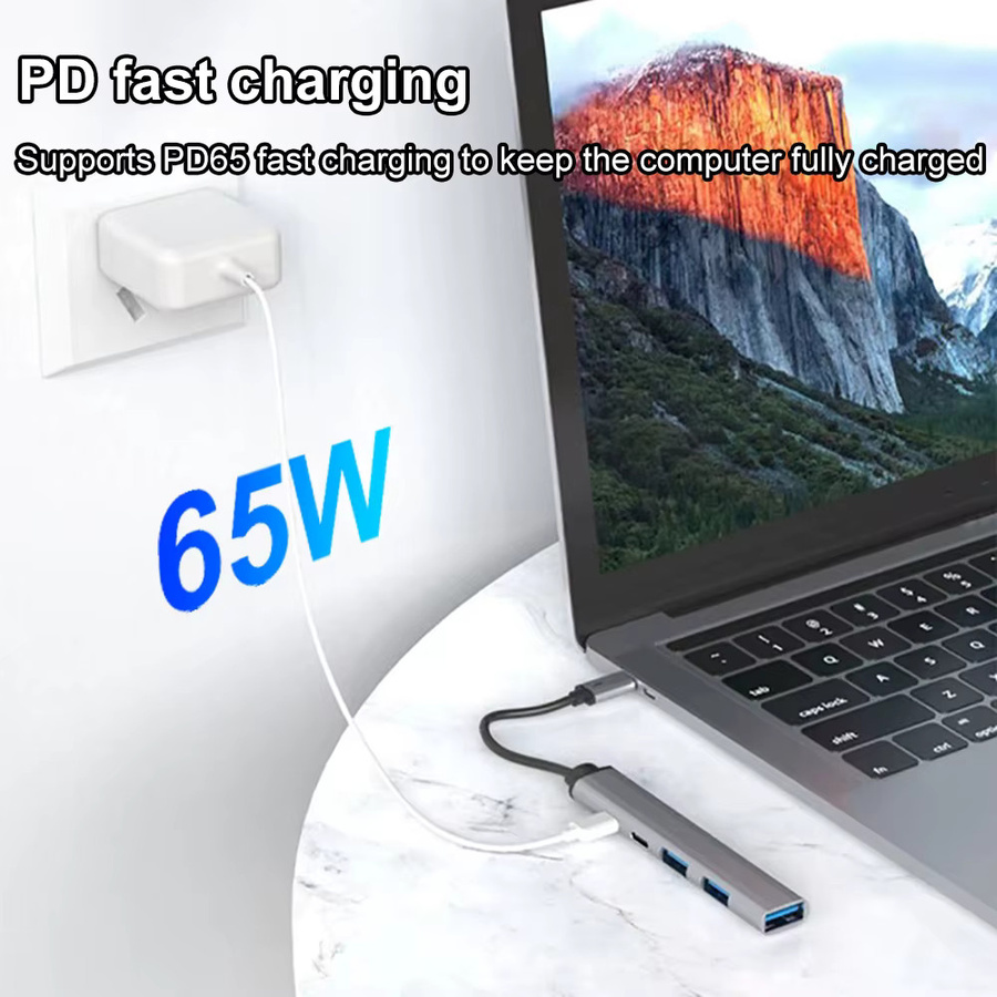 Kebidumei 5-in-1 USB C Dockingstation mit USB 3.0 Hub und 65 W PD Ladung für Laptop und MacBook Pro - Bild 2