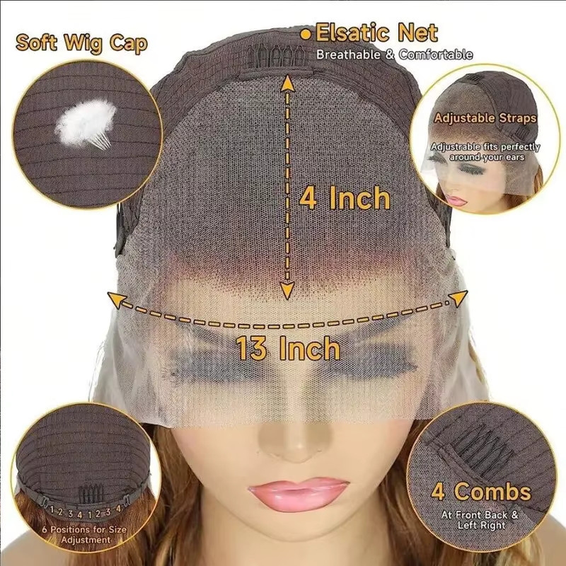 TTSMINS Wasserwellen-Highlight-Perücke, 4/27 Ombre Echthaar, 13x4 HD Lace Front, 250% Dichte - Bild 6