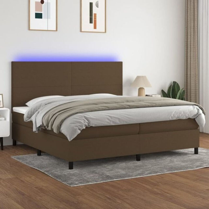 vidaxl Boxspringbett mit Matratze in Braun und Weiß aus Stoff, B/T/H: 200 x 200 x 118 cm - Bild 1