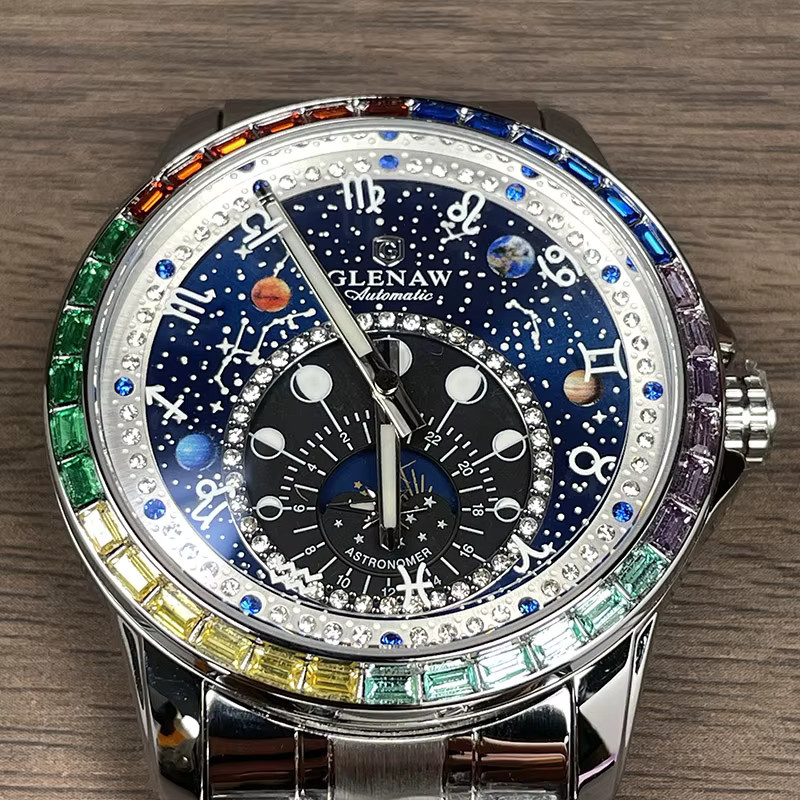 GLENAW Design Mechanische Uhr, Edelstahl, Diamant, Herren - Bild 2