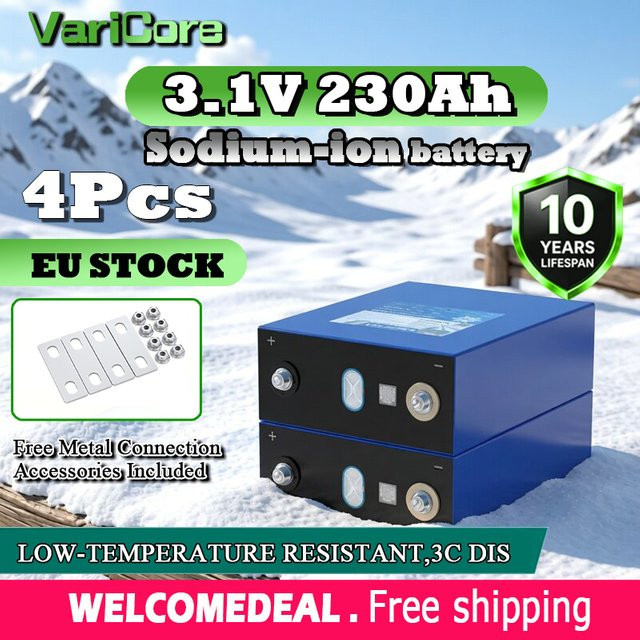 VariCore Natrium-Ionen-Batteriezelle Klasse A 3,1V 230Ah kältebeständig für DIY 12V 24V RV Solar Off-Grid Energiespeicher in Blau - Bild 1