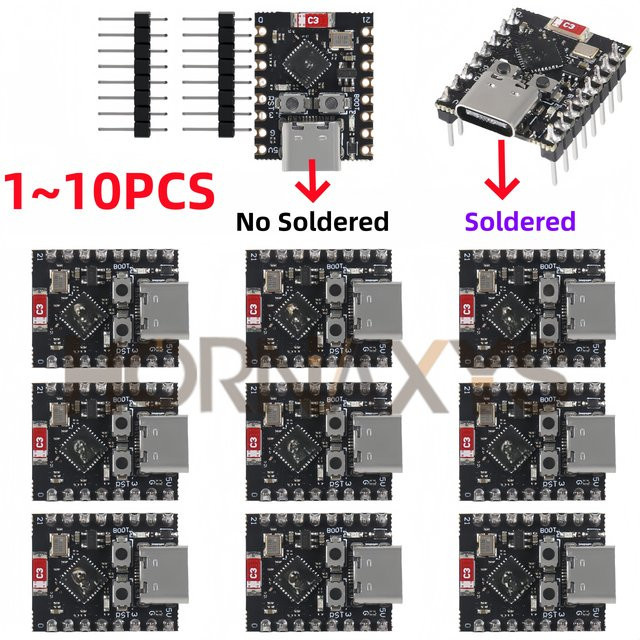HORNAXYS ESP32-C3 SuperMini Entwicklungsboard mit WiFi und Bluetooth, 4M Flash, Schwarz - Bild 1