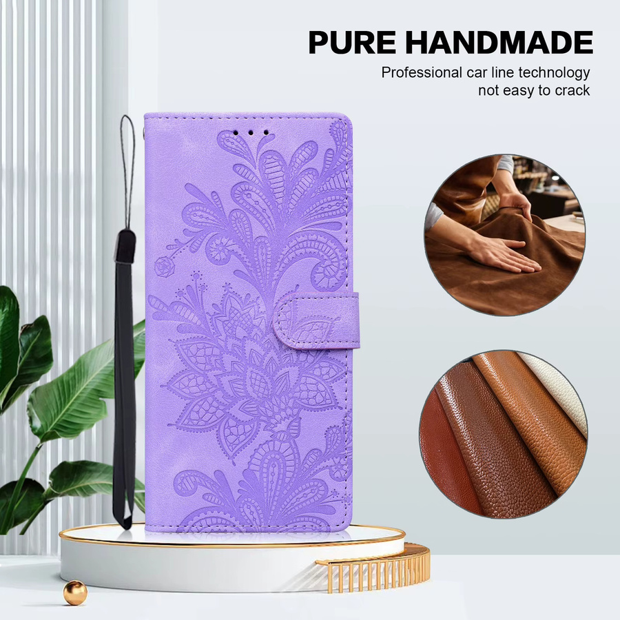 Magnetische Leder-Flipcover Brieftasche für Motorola Edge 30 40 50 Pro Lite Neo Fusion in Purple - Bild 2