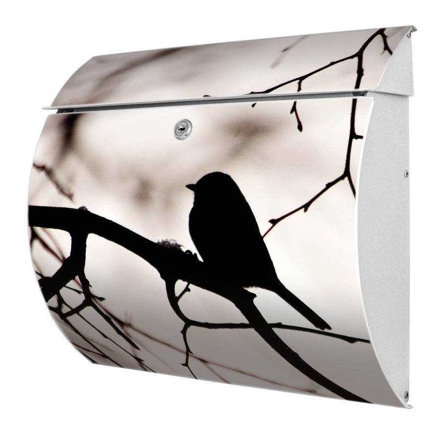 Wandbriefkasten Toscana von Burg-Wächter mit Motiv Früher Vogel in Weiß, B/H/T: 38 x 33 x 11 cm - Bild 1