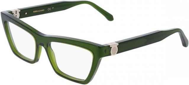 Salvatore Ferragamo SF3021 Korrektionsbrille, Vollrand, Rechteckig, Transparent Green/Black, Damen, Acetat - Bild 1