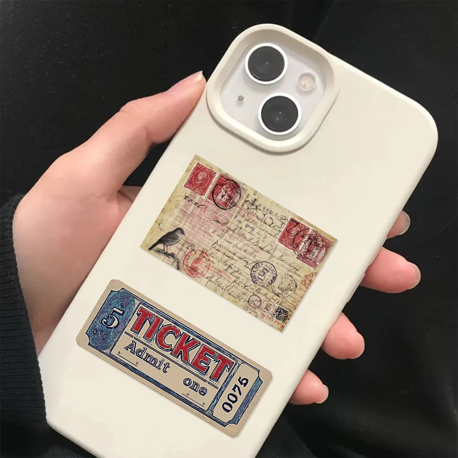 PickJoy Vintage Ticketnotizen-Aufkleber Set, 50 Stück ästhetische Retro-Aufkleber in Multicolour für Scrapbook, Journaling und Planer - Bild 3