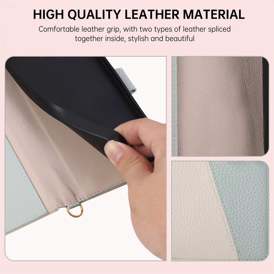 Crossbody Handyhülle aus Leder mit Kartenhalter und Brieftasche für Samsung Galaxy S26 Ultra S25 Edge S24 S23 S22 Plus S21 FE A57 A37 A17 A07 in Pink Multicolour - Bild 2
