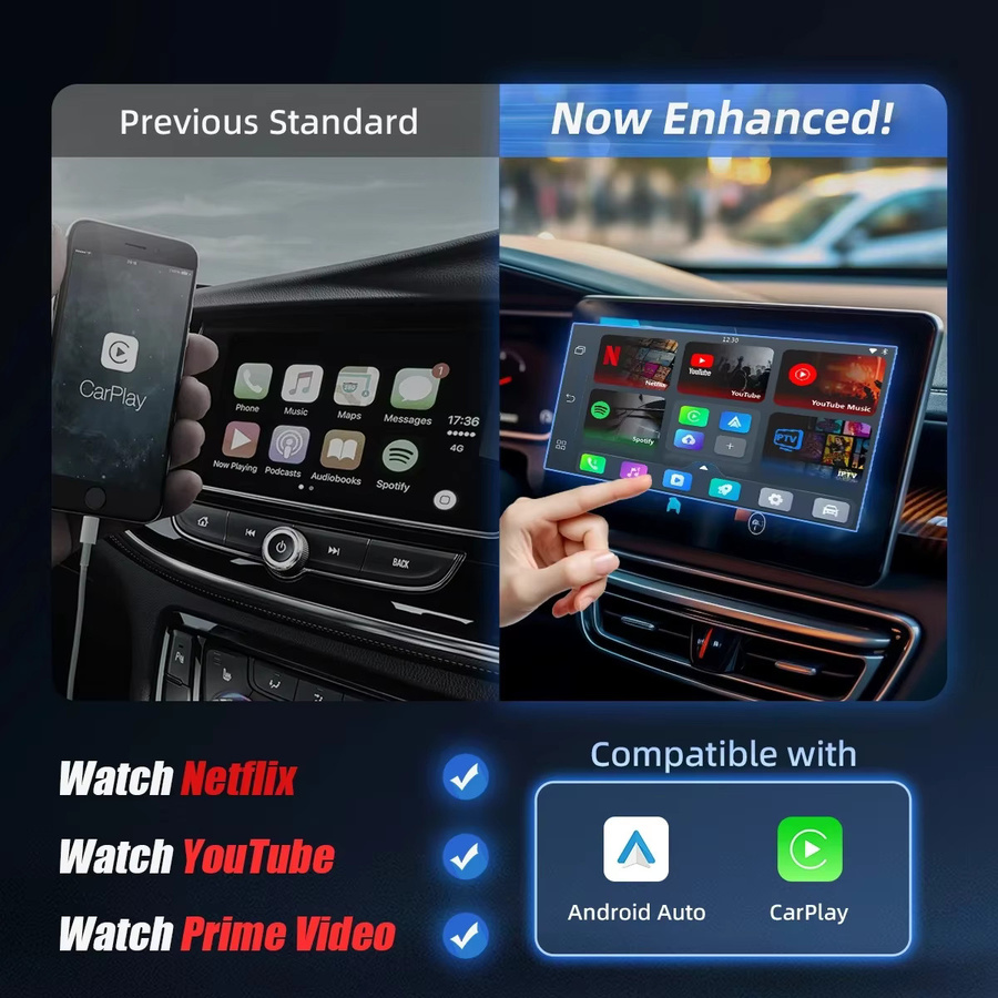 OTTOCAST Play2Video Pro Wireless CarPlay und Android Auto Adapter mit YouTube, Netflix und IPTV in Schwarz für Kia und Toyota - Bild 3