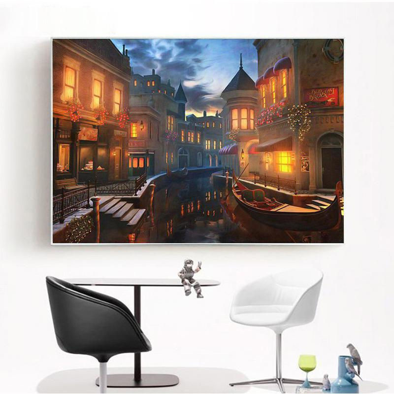 FIYO Diamond Painting Set Europäische Nacht, 5D Kreuzstich Wandbild aus Canvas und Kunststoff, mehrfarbig, B/H: 30 x 20 cm - Bild 2
