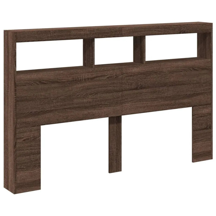 vidaXL LED-Kopfteil mit Ablage und USB-Anschluss in Eiche Braun, B/T/H: 160 x 17 x 102 cm - Bild 2
