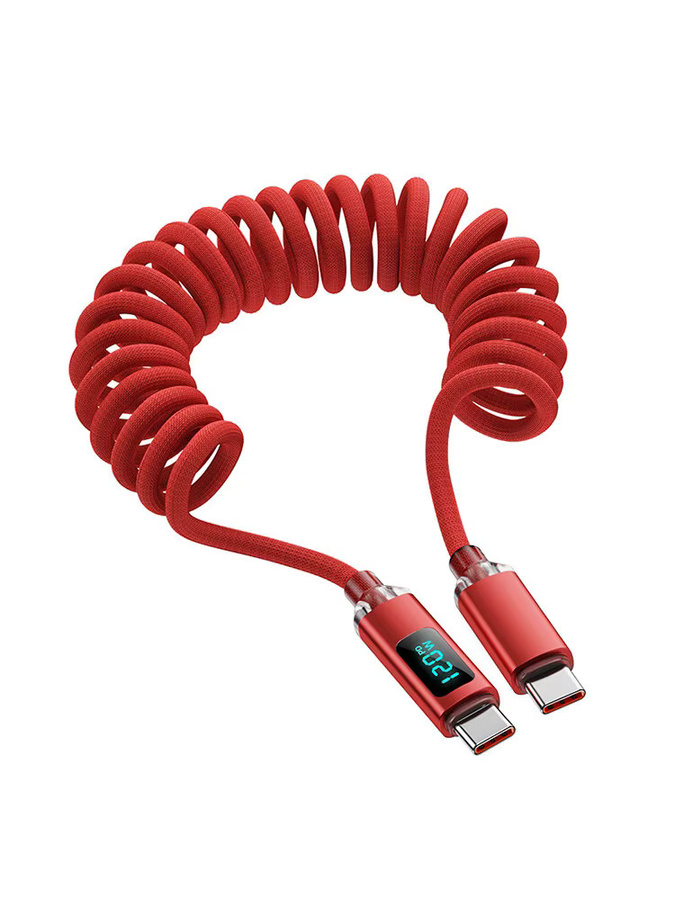120 W USB-C auf Typ-C Schnelllade-Federkabel mit Digitalanzeige in Schwarz - Bild 7