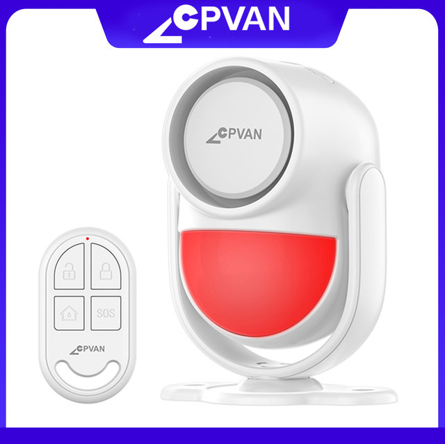 CPVAN Infrarot-Bewegungsmelder Schwarz, kabelloser Einbruchalarmsensor mit 433 MHz PIR-Sensor und 125 dB Alarmton - Bild 1