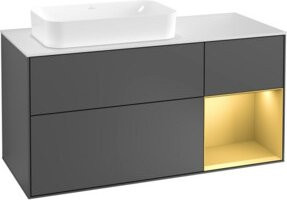 V&B Waschtischunterschrank Finion mit Wandbeleuchtung und Regalboden, Anthrazit matt, Breite: 120 cm, Höhe: 50,1 cm, Tiefe: 50,1 cm - Bild 1