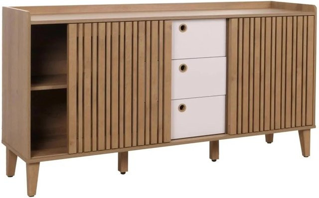 MCW Sideboard M48 Kommode mit Schiebetür und Schubladen in Natur und Weiß, B/H/T: 150 x 81 x 40 cm - Bild 2