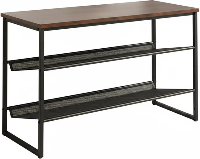 Relaxdays Schuhregal aus Eisen und MDF in Schwarz und Braun im Industrial-Style mit Ablage, B/T/H: 52,5 x 30 x 75 cm - Bild 1
