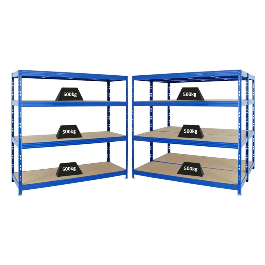 PROREGAL Rhino Schwerlastregal Set aus 3 Profi-Regalen, Blau, B/H/T: 200 x 180 x 60 cm, mit 4 verstellbaren MDF-Spanplatten-Ebenen pro Regal und 500 kg Fachlast - Bild 2