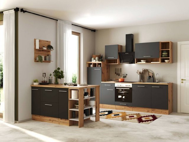 Respekta Küchenblock Hilde in Grau Matt mit integrierten Elektrogeräten, B/H/T: 280 x 205 x 60 cm - Bild 3