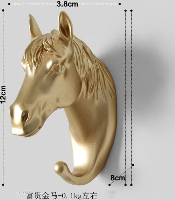 Yiran Furniture Wandmontierter Tierkopf-Garderobenhaken in Gold - Bild 1